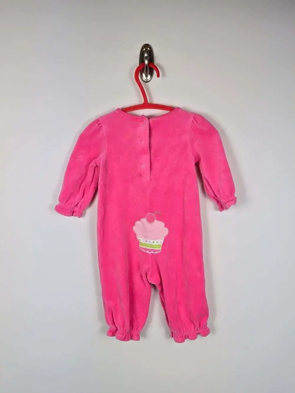 Gymboree Cupcake Cutie 2013 Baby Girl Pink Velour Romper 3-6M Vintage